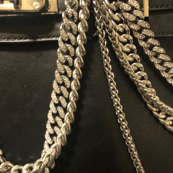 RARE SOLD OUT I BITE BACK spiked chain black silver bag purse tote - Picture 4 of 6